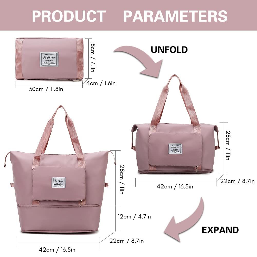 Large Capacity Folding Travel Bags Dry and Wet Separation Multifunctional Sports Shoulder Bag Portable Lightweight Waterproof Carry Luggage Bag Waterproof Gym Bag Sports Bag
