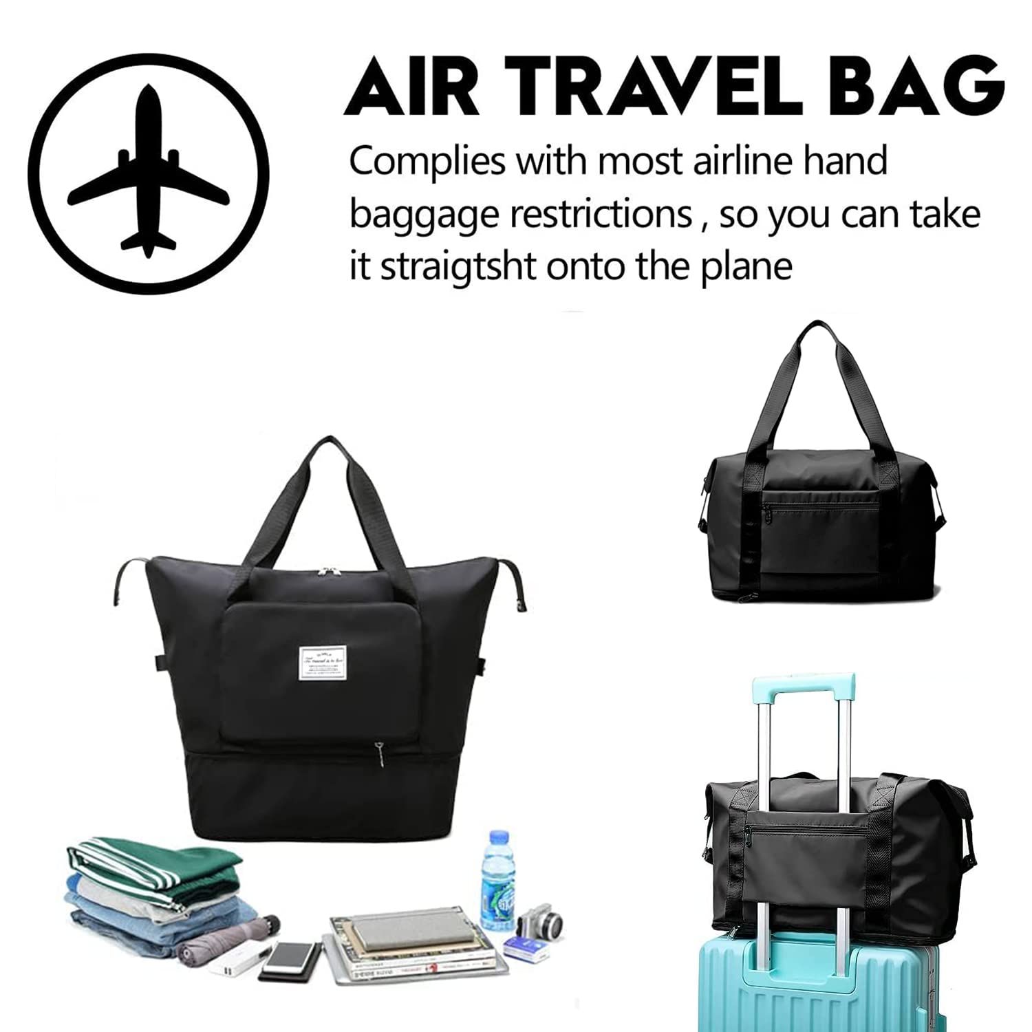 Large Capacity Folding Travel Bags Dry and Wet Separation Multifunctional Sports Shoulder Bag Portable Lightweight Waterproof Carry Luggage Bag Waterproof Gym Bag Sports Bag
