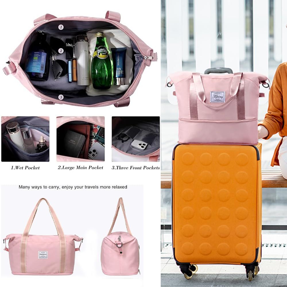 Large Capacity Folding Travel Bags Dry and Wet Separation Multifunctional Sports Shoulder Bag Portable Lightweight Waterproof Carry Luggage Bag Waterproof Gym Bag Sports Bag