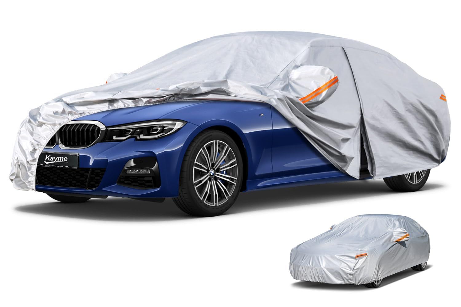 Car Cover Waterproof Breathable, Outdoor Full Cover Rain Sun UV Dust All Weather Protection, Universal Fit Most of car
