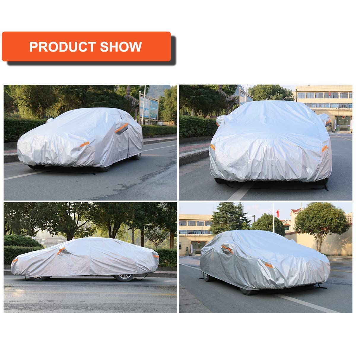 Car Cover Waterproof Breathable, Outdoor Full Cover Rain Sun UV Dust All Weather Protection, Universal Fit Most of car