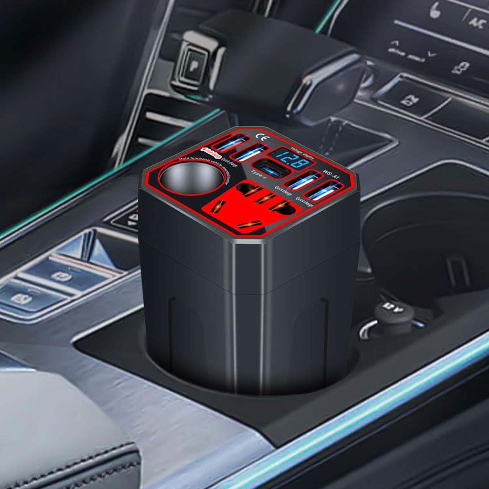 Car Charger Inverter, Multifunctional Car Charger Adapter - Efficient Power Inverter with Multi Ports for Vehicle, Powerful Converter Car Adapter for Plug,Cigarette Lighter USB Charger