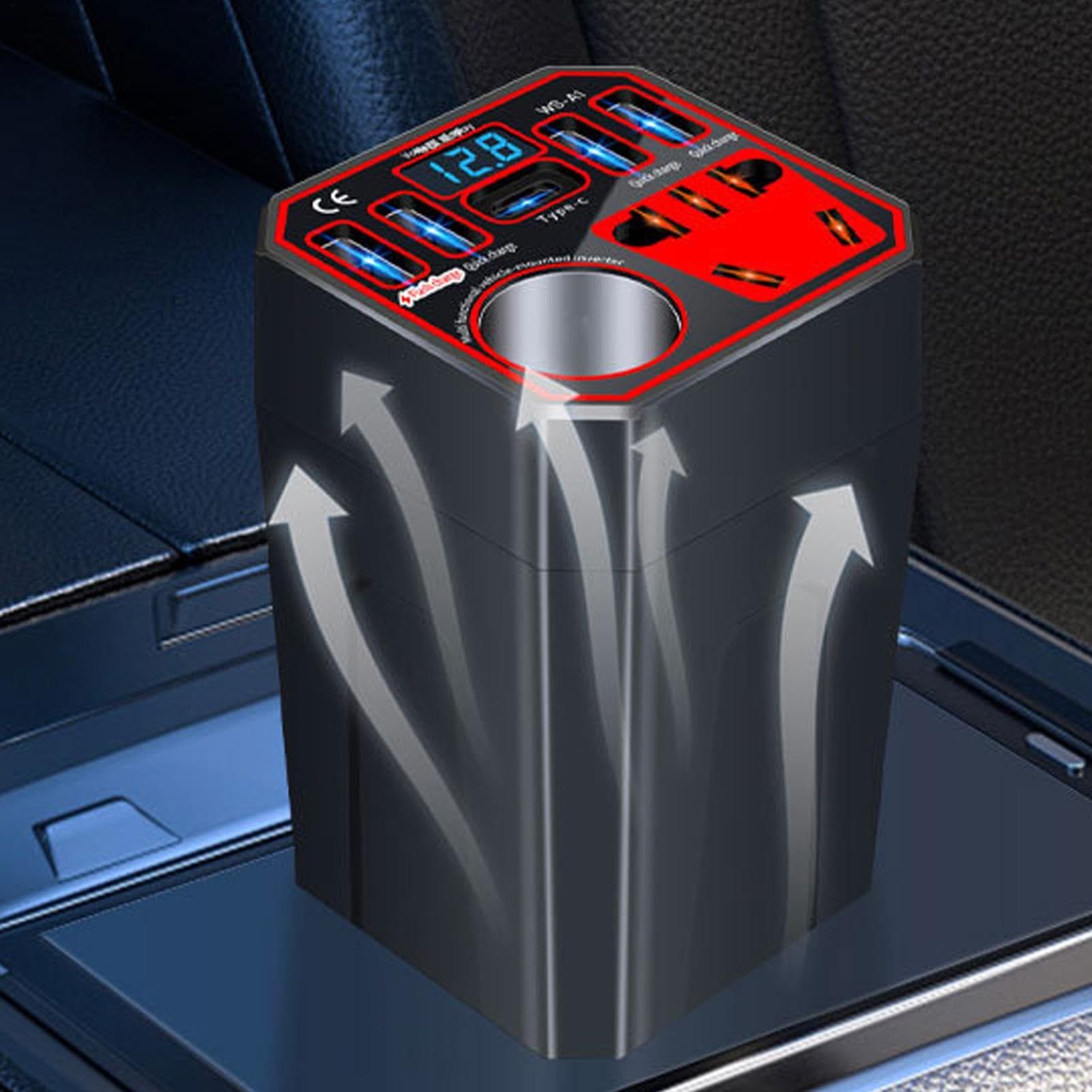 Power Inverter for Vehicle,Car Power Inverter,Multi-function Car Charger Adapter, Multi-function Multiport Converter Car Adapter Plug, Efficient Power Inverter for Vehicle