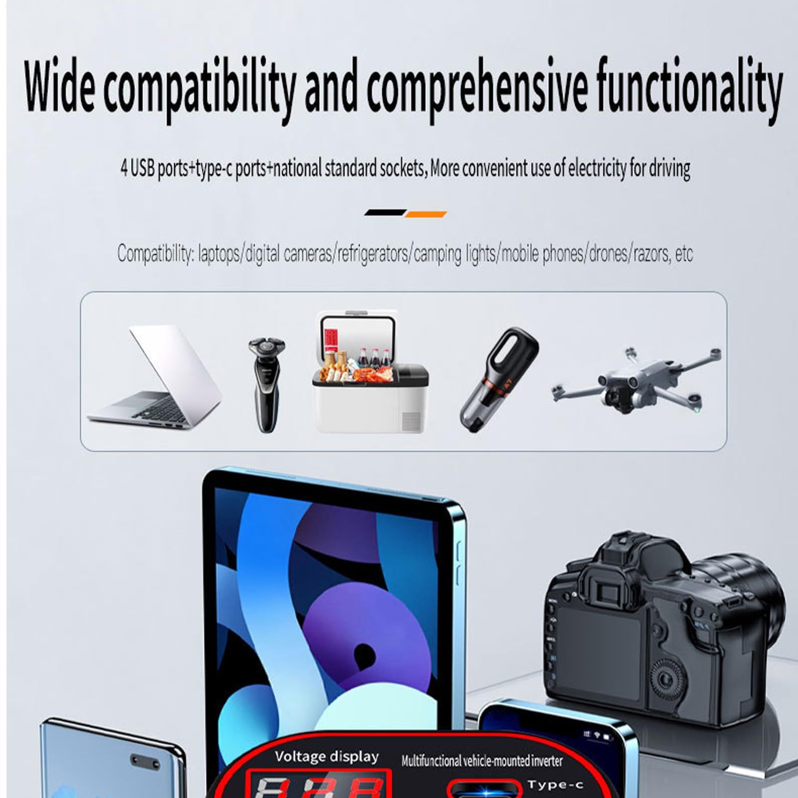 Power Inverter for Vehicle,Car Power Inverter,Multi-function Car Charger Adapter,Converter Car - Car Mounted Cup Type Inverter Converter,Cell Phone Automobile Chargers,Vehicle Outlet Adapter for All