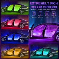 Car Interior Lighting LED Atmosphere Light, Car Strip Light Led Lights Interior Lighting USB Port Cars Charger Cars Light Bar with Remote Control, 4 in1 Waterproof Light Bar RGB Car Atmosphere Lights