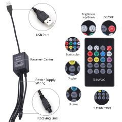 Car Interior Lighting LED Atmosphere Light, Car Strip Light Led Lights Interior Lighting USB Port Cars Charger Cars Light Bar with Remote Control, 4 in1 Waterproof Light Bar RGB Car Atmosphere Lights
