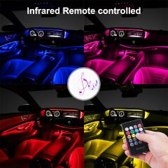 Car Interior Lighting LED Atmosphere Light, Car Strip Light Led Lights Interior Lighting USB Port Cars Charger Cars Light Bar with Remote Control, 4 in1 Waterproof Light Bar RGB Car Atmosphere Lights