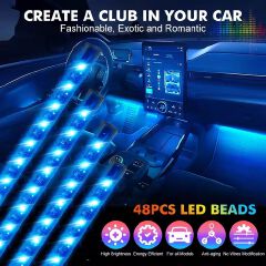 Car Interior Lighting LED Atmosphere Light, Car Strip Light Led Lights Interior Lighting USB Port Cars Charger Cars Light Bar with Remote Control, 4 in1 Waterproof Light Bar RGB Car Atmosphere Lights