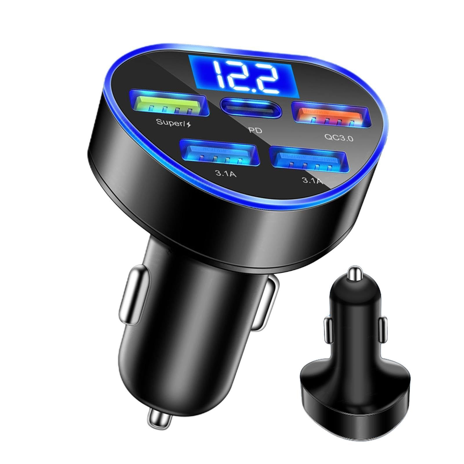Car Cigarette Lighter USB Charger 160W Dispenser with LED Voltage Display Vehicle Smartphone Charging Fast Car Charger Compatible PD QC3.0 Simultaneous Charge