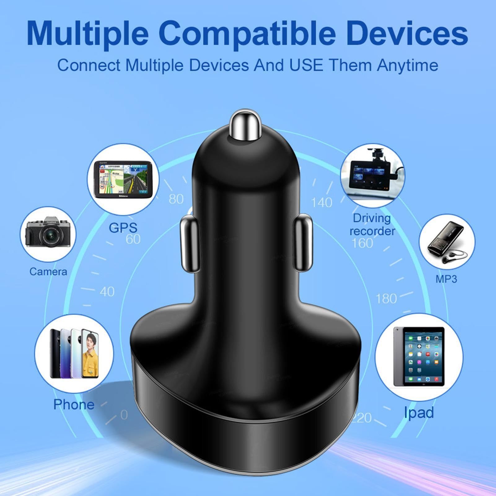 Car Cigarette Lighter USB Charger 160W Dispenser with LED Voltage Display Vehicle Smartphone Charging Fast Car Charger Compatible PD QC3.0 Simultaneous Charge