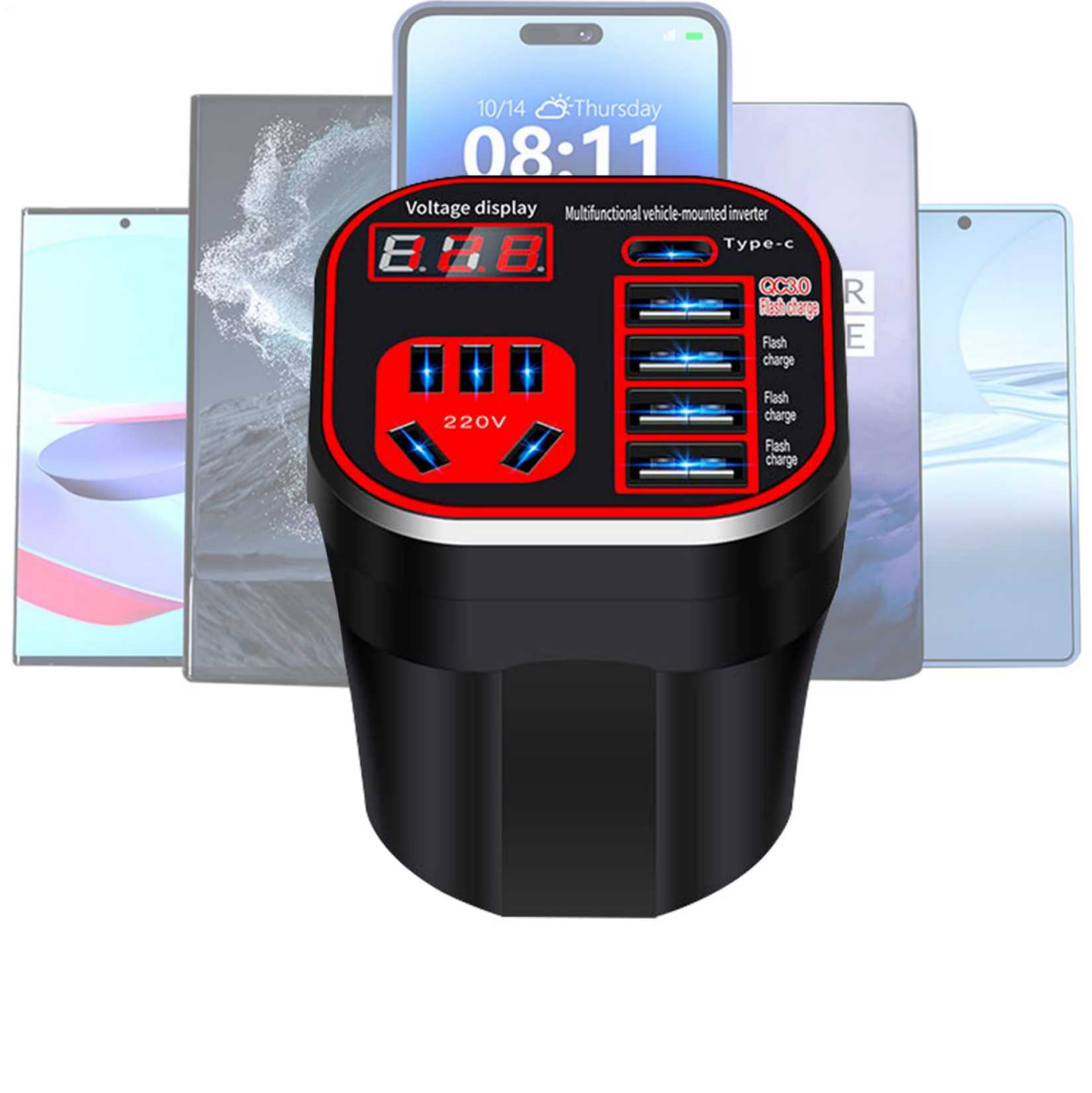 Power Inverter for Vehicle,Car Power Inverter,Multi-function Car Charger Adapter,Converter Car - Car Mounted Cup Type Inverter Converter,Cell Phone Automobile Chargers,Vehicle Outlet Adapter for All