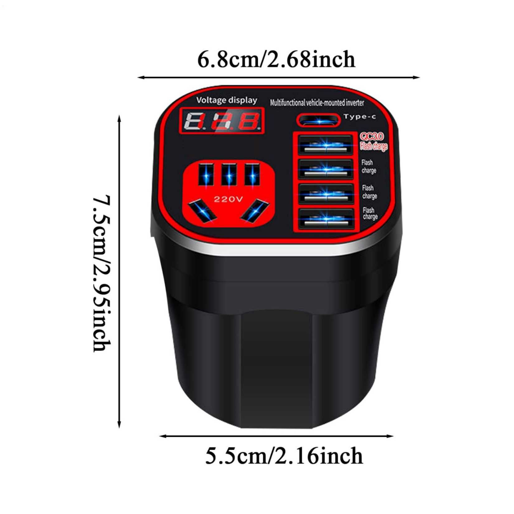 Power Inverter for Vehicle,Car Power Inverter,Multi-function Car Charger Adapter,Converter Car - Car Mounted Cup Type Inverter Converter,Cell Phone Automobile Chargers,Vehicle Outlet Adapter for All