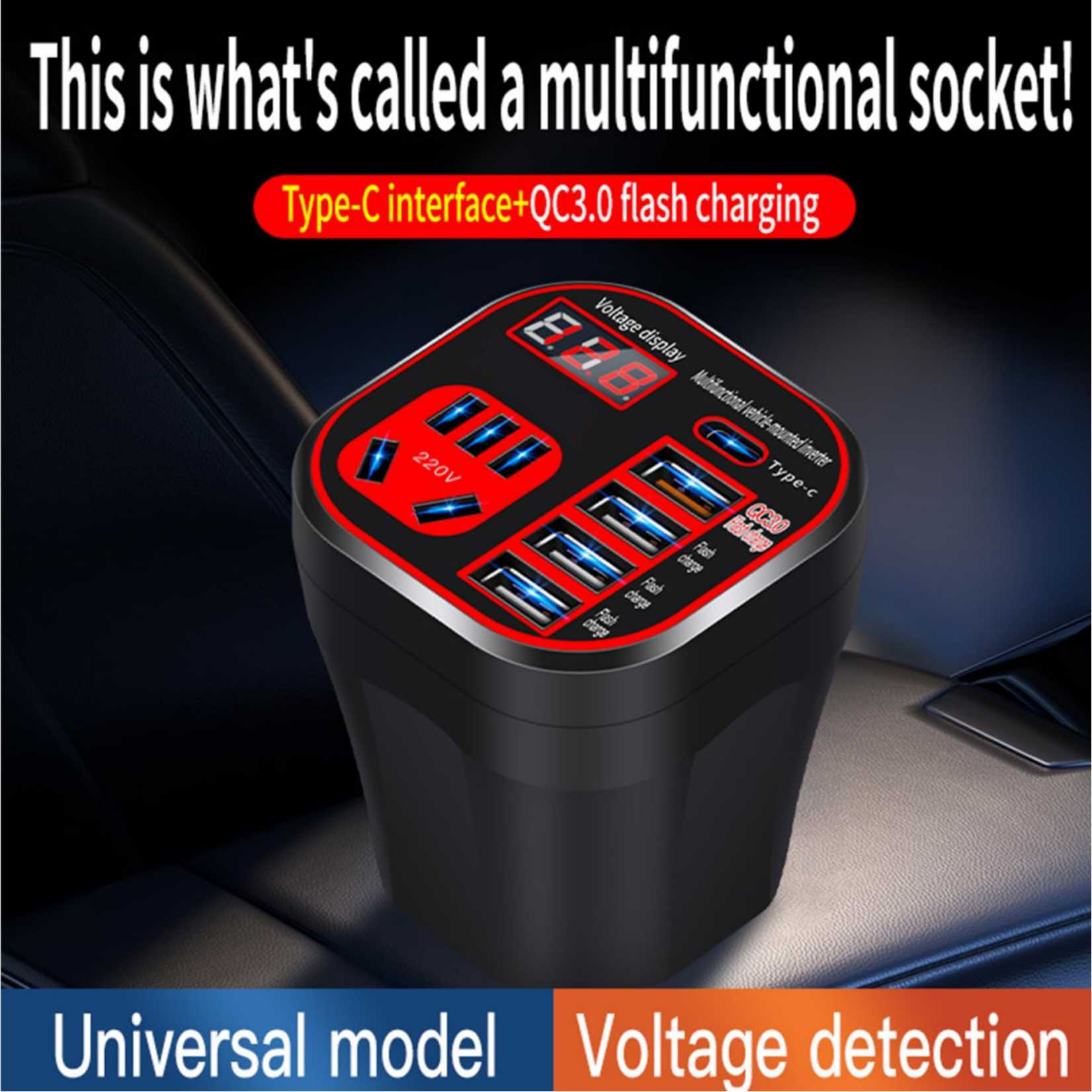 Power Inverter for Vehicle,Car Power Inverter,Multi-function Car Charger Adapter,Converter Car - Car Mounted Cup Type Inverter Converter,Cell Phone Automobile Chargers,Vehicle Outlet Adapter for All