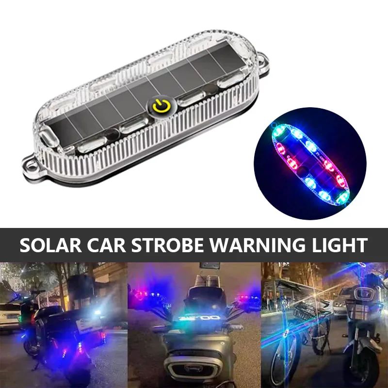 Solar Powered Motorcycle Warning Lights High Brightness LED Motorbike Safety Light Durable Easy to Install for Night Riding Enhanced Visibility Lighting Accessorie Car Motorcycle Bike LED Flash Lights