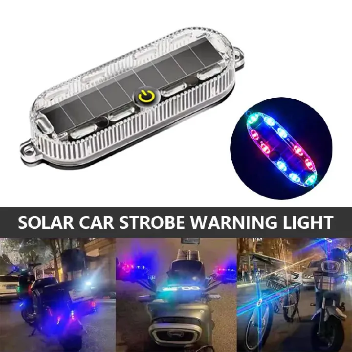 Solar Powered Motorcycle Warning Lights High Brightness LED Motorbike Safety Light Durable Easy to Install for Night Riding Enhanced Visibility Lighting Accessorie Car Motorcycle Bike LED Flash Lights