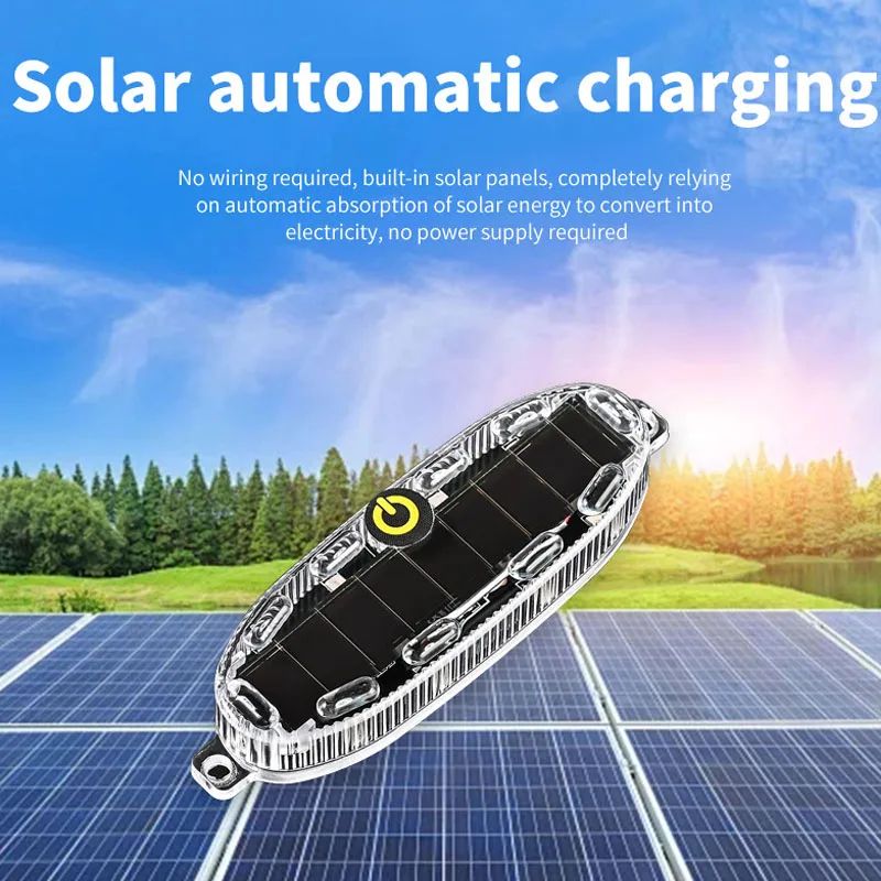 Solar Powered Motorcycle Warning Lights High Brightness LED Motorbike Safety Light Durable Easy to Install for Night Riding Enhanced Visibility Lighting Accessorie Car Motorcycle Bike LED Flash Lights