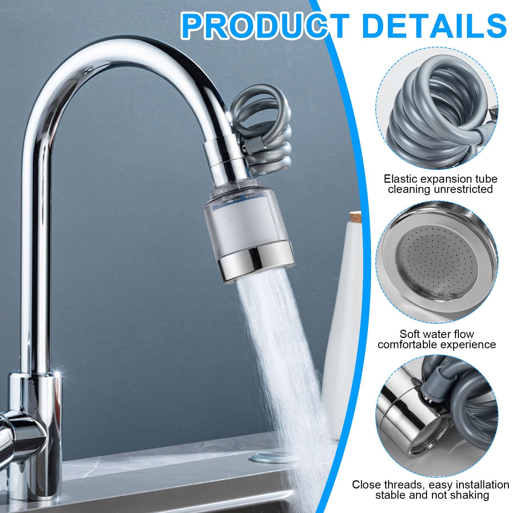 Kitchen Faucet Sprayer Water Tap Extension with Water Filter 360 Degree Tap Attachment Rotatable Multifunctional Tap Extender with Purifier Filters Tap Adapter for Taps Kitchen Bathroom