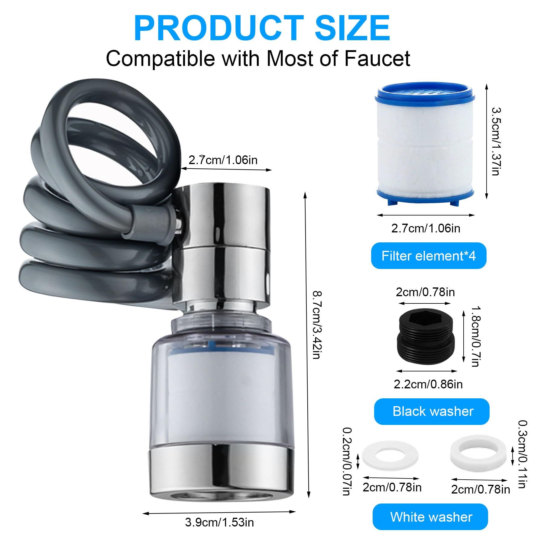 Kitchen Faucet Sprayer Water Tap Extension with Water Filter 360 Degree Tap Attachment Rotatable Multifunctional Tap Extender with Purifier Filters Tap Adapter for Taps Kitchen Bathroom