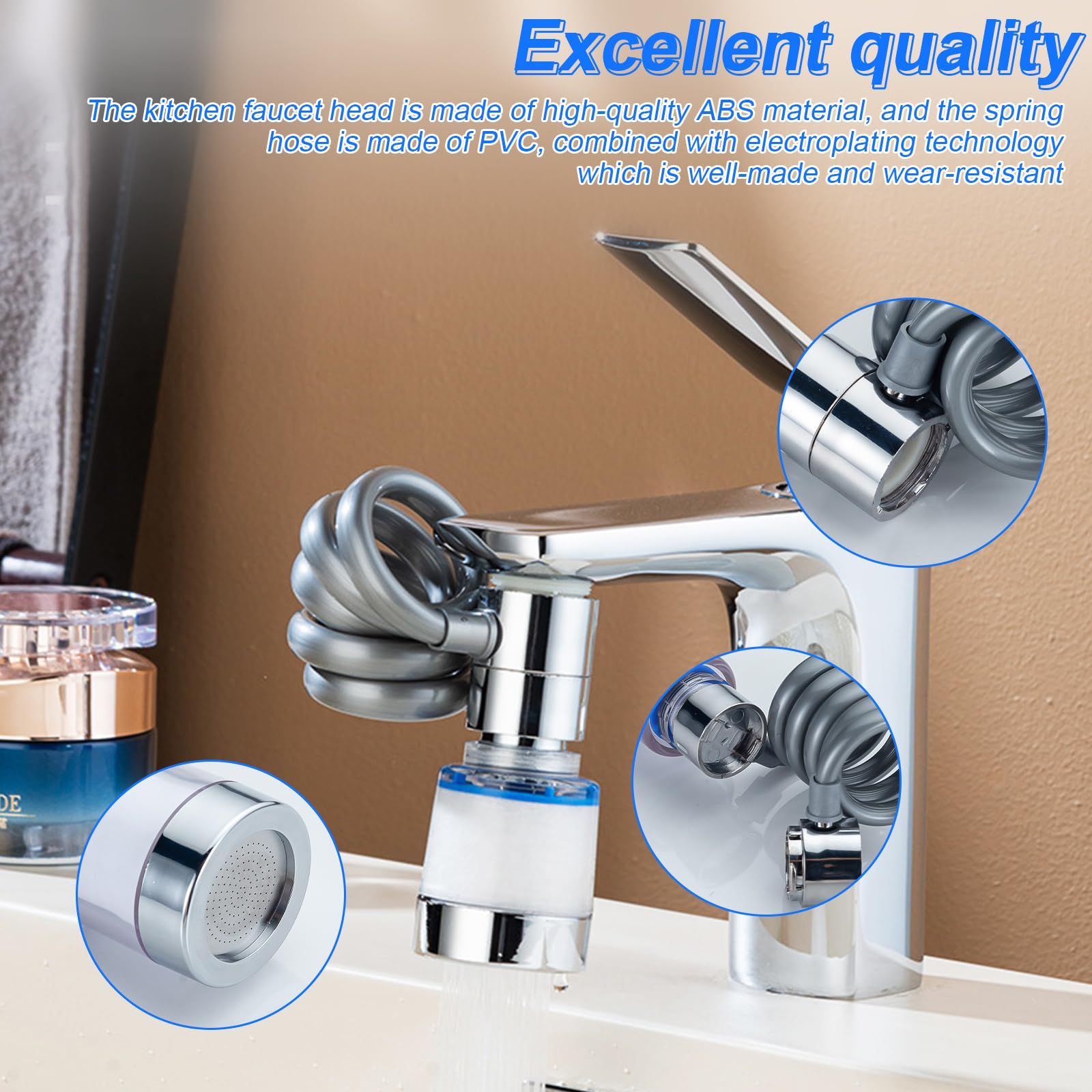 Kitchen Faucet Sprayer Water Tap Extension with Water Filter 360 Degree Tap Attachment Rotatable Multifunctional Tap Extender with Purifier Filters Tap Adapter for Taps Kitchen Bathroom