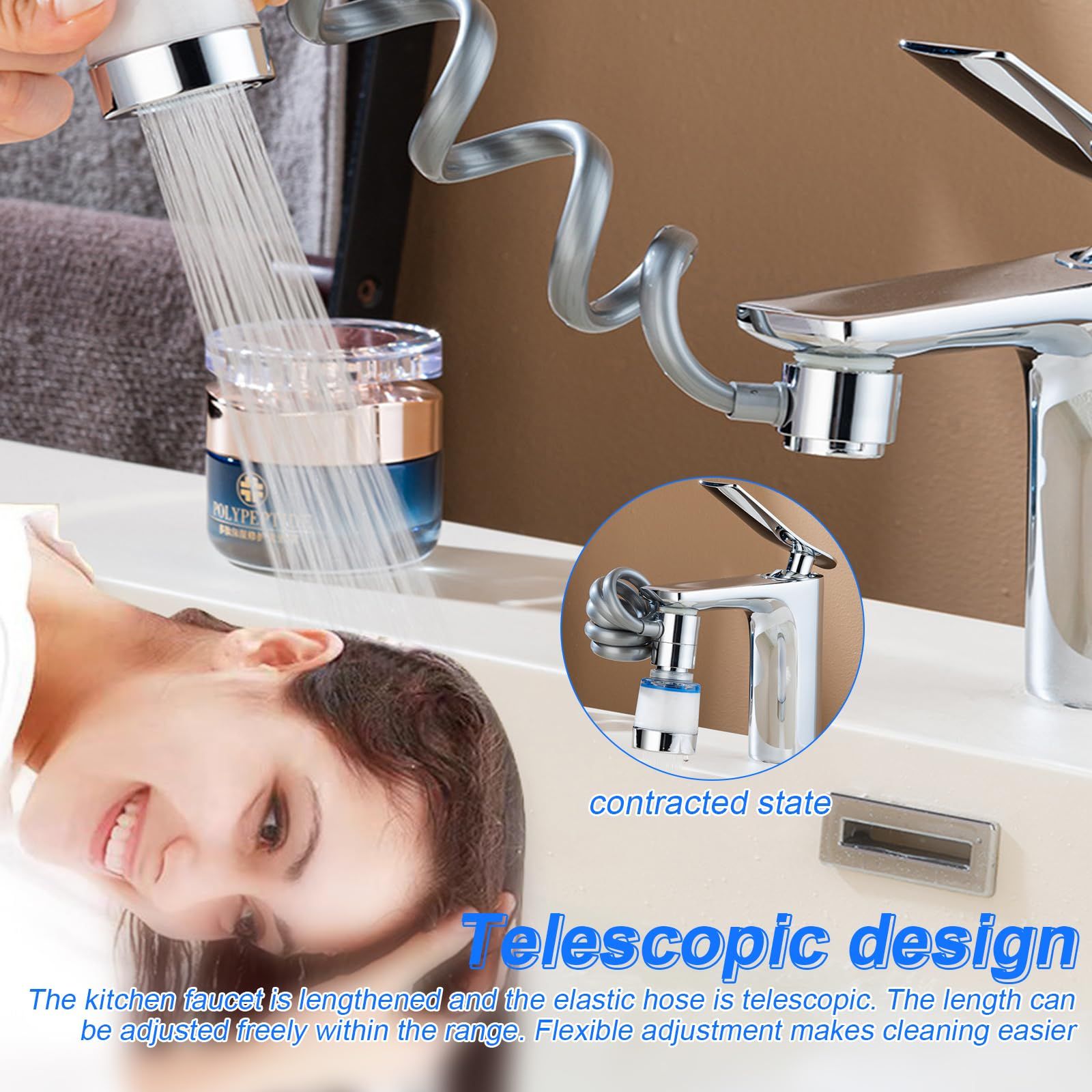 Kitchen Faucet Sprayer Water Tap Extension with Water Filter 360 Degree Tap Attachment Rotatable Multifunctional Tap Extender with Purifier Filters Tap Adapter for Taps Kitchen Bathroom
