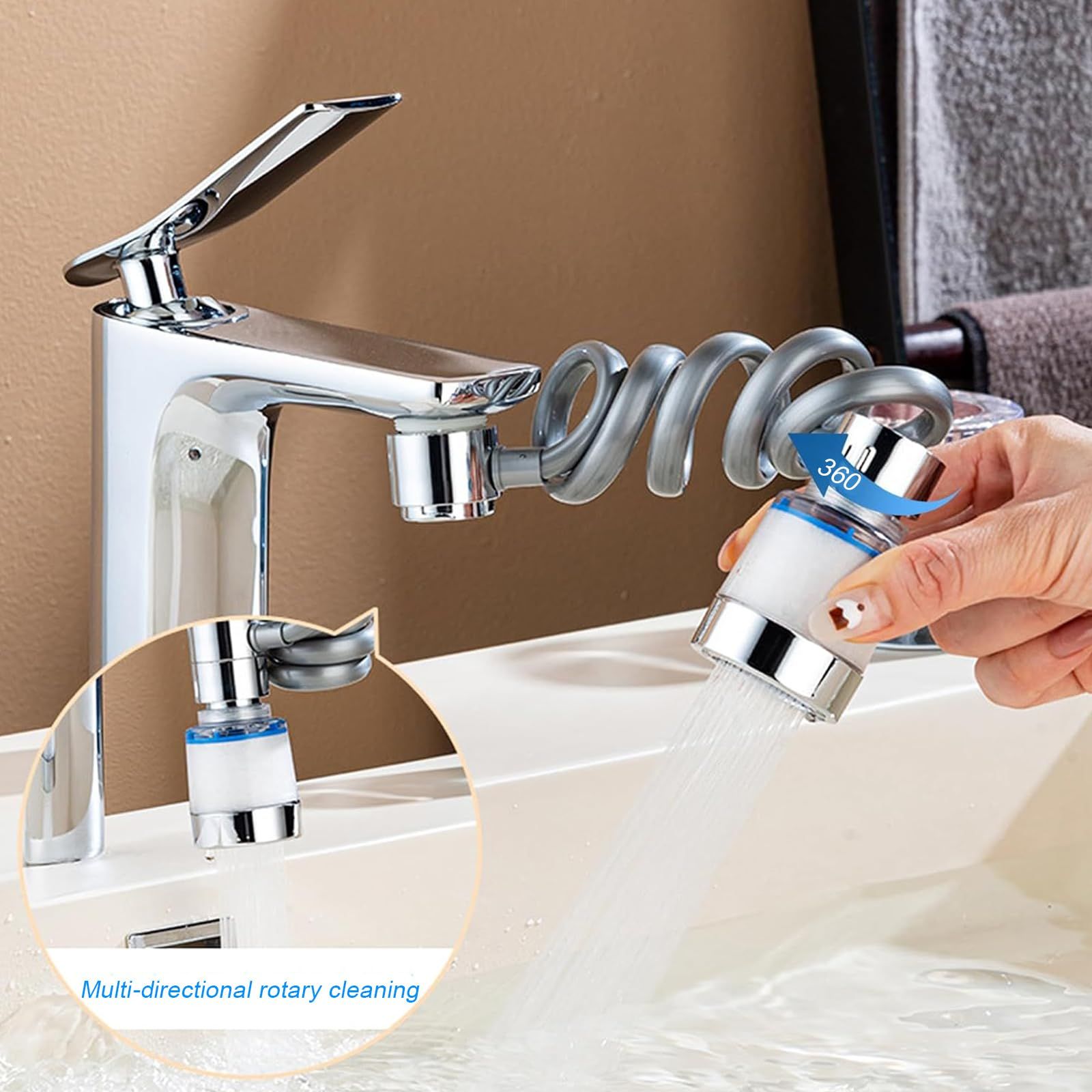Kitchen Faucet Sprayer Water Tap Extension with Water Filter 360 Degree Tap Attachment Rotatable Multifunctional Tap Extender with Purifier Filters Tap Adapter for Taps Kitchen Bathroom
