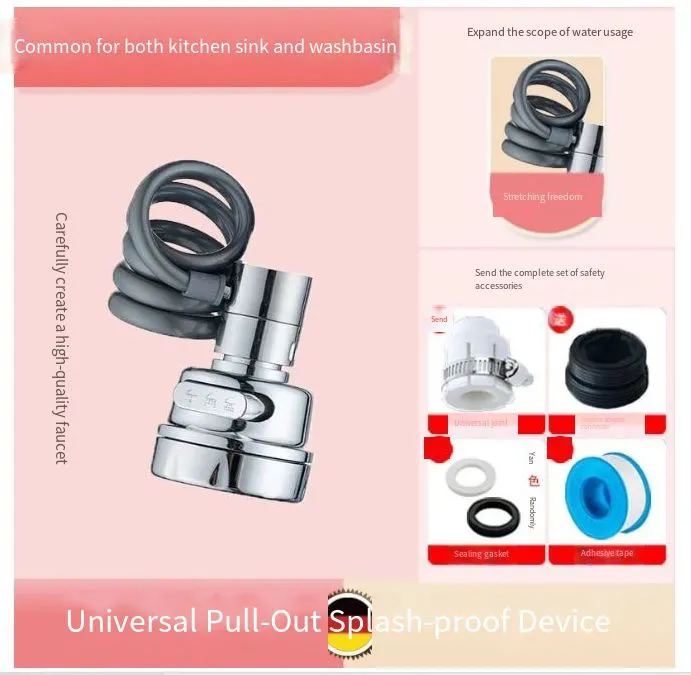 Kitchen Faucet Sprayer Water Tap Extension with Water Filter 360 Degree Tap Attachment Rotatable 3 Adjustable Modes Tap Attachment Swivelling Aerators for Taps Kitchen and Taps Bathroom