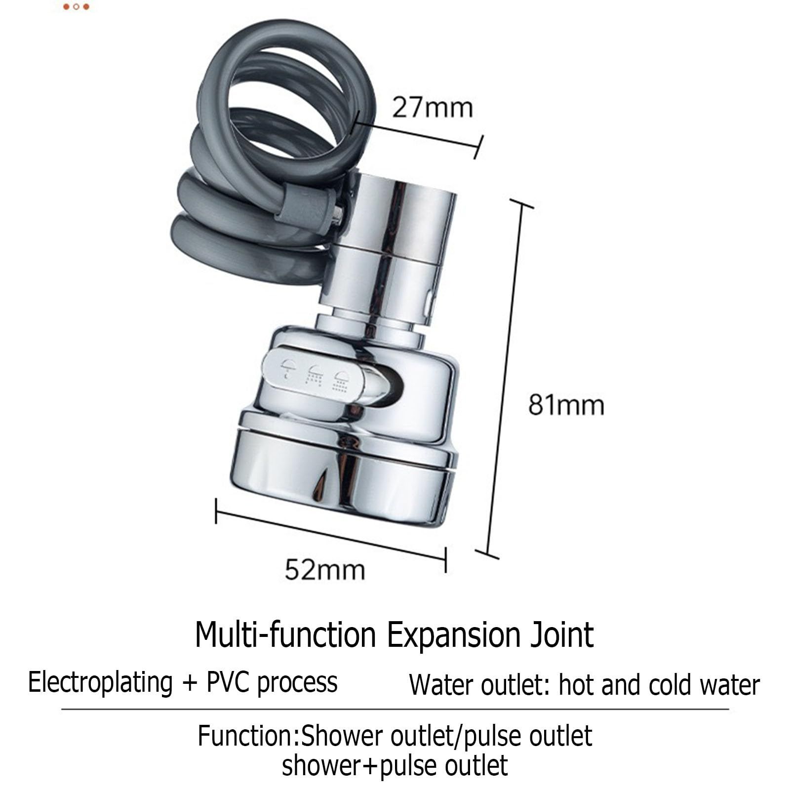 Kitchen Faucet Sprayer Water Tap Extension with Water Filter 360 Degree Tap Attachment Rotatable 3 Adjustable Modes Tap Attachment Swivelling Aerators for Taps Kitchen and Taps Bathroom