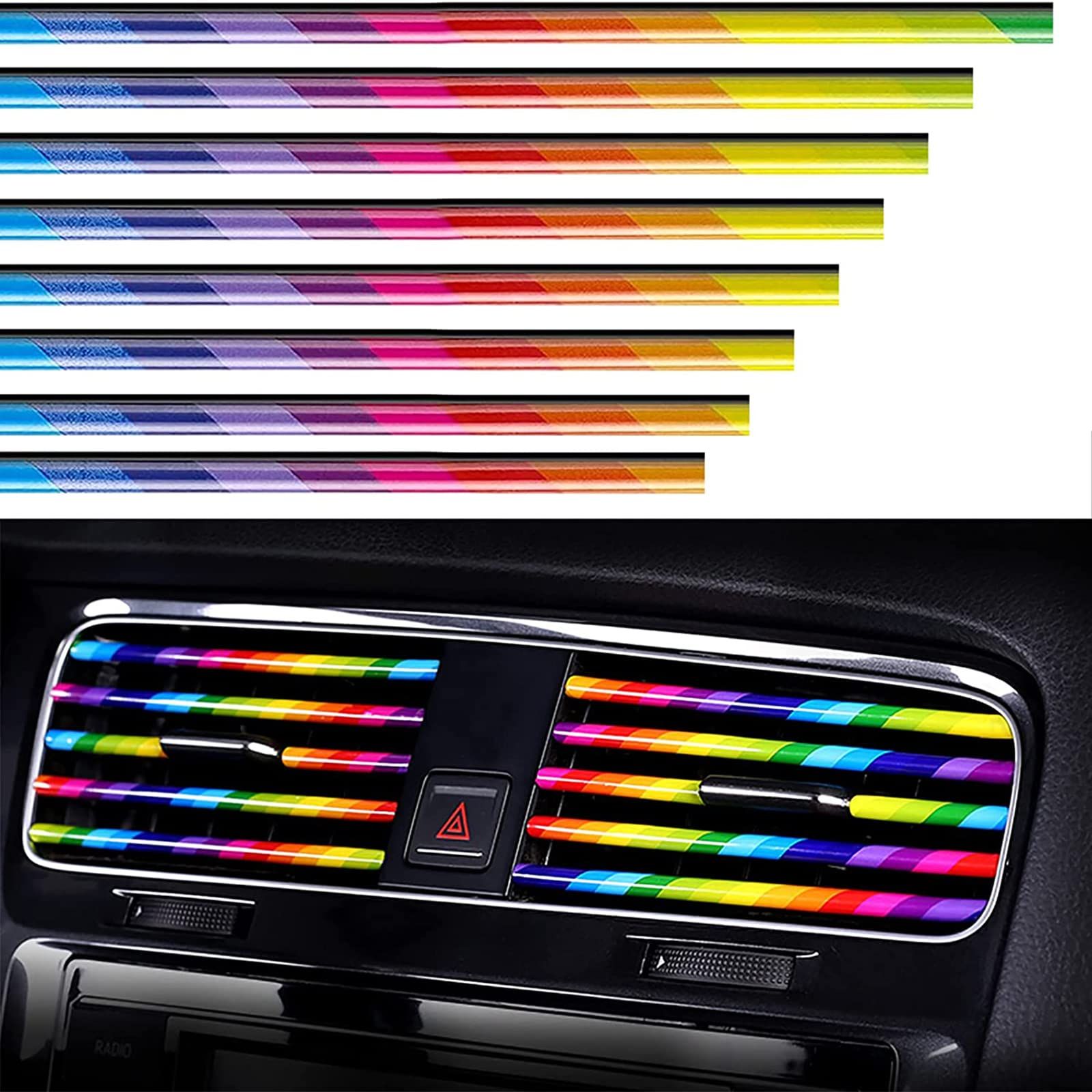 10 Pcs Car Air Outlet Decorative Strip Trim Strip Car Air Conditioning Interior Trim Car Outlet Decorative Strip Sparkling DIY Air Conditioner Vent Outlet Trim