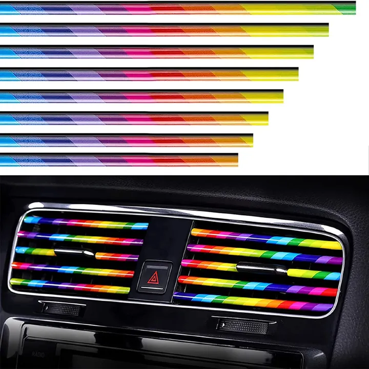 10 Pcs Car Air Outlet Decorative Strip Trim Strip Car Air Conditioning Interior Trim Car Outlet Decorative Strip Sparkling DIY Air Conditioner Vent Outlet Trim