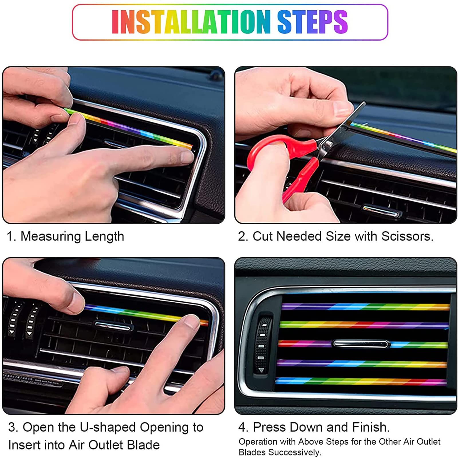 10 Pcs Car Air Outlet Decorative Strip Trim Strip Car Air Conditioning Interior Trim Car Outlet Decorative Strip Sparkling DIY Air Conditioner Vent Outlet Trim