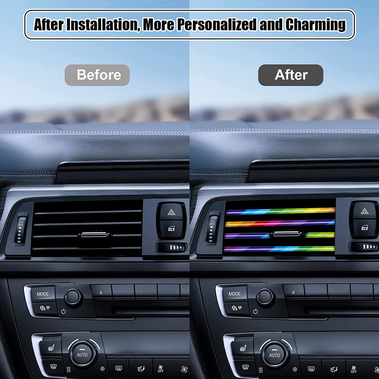 10 Pcs Car Air Outlet Decorative Strip Trim Strip Car Air Conditioning Interior Trim Car Outlet Decorative Strip Sparkling DIY Air Conditioner Vent Outlet Trim
