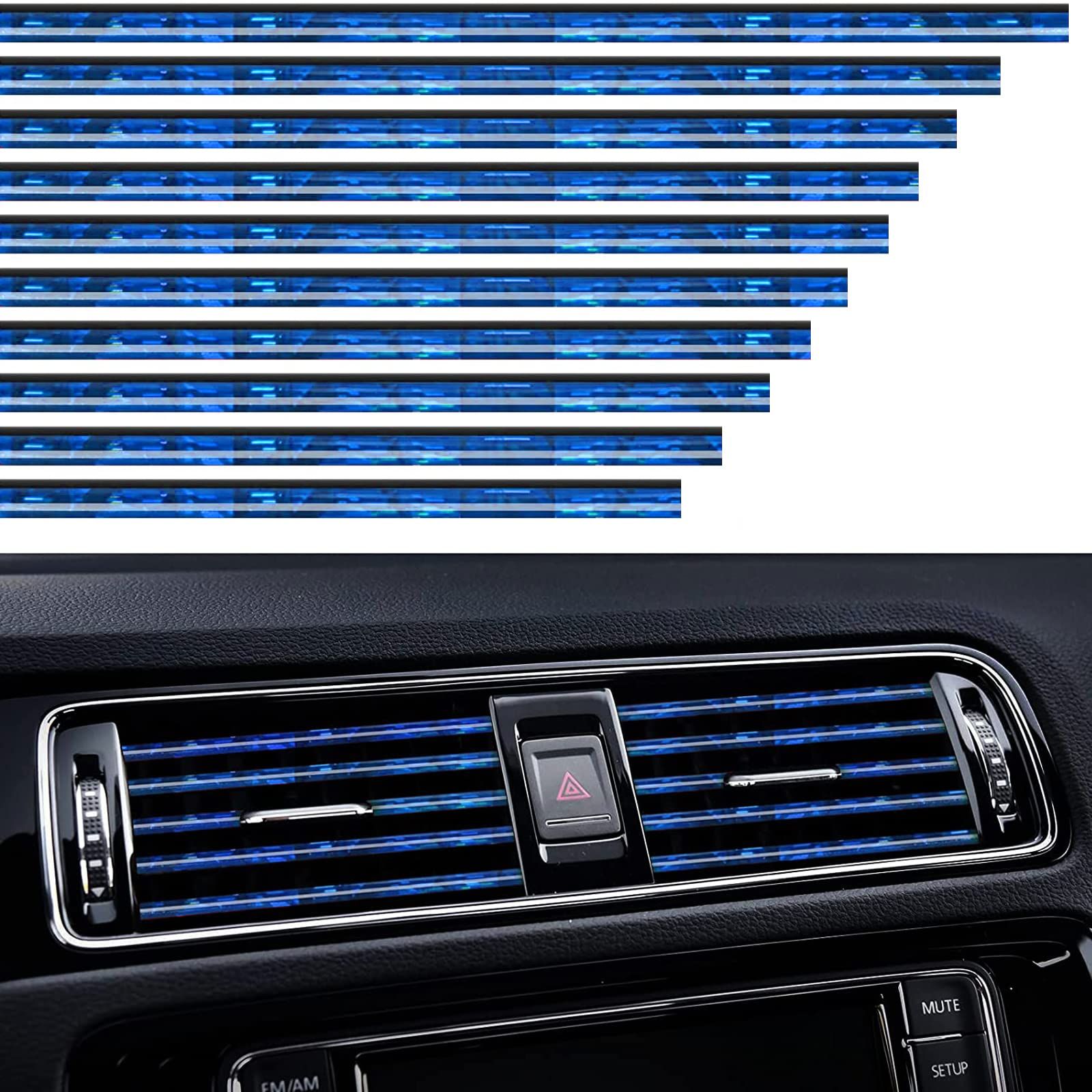 10 Pcs Car Air Outlet Decorative Strip Trim Strip Car Air Conditioning Interior Trim Car Outlet Decorative Strip Sparkling DIY Air Conditioner Vent Outlet Trim