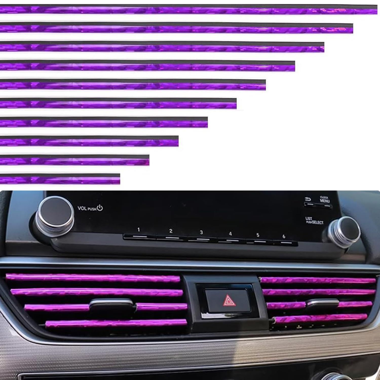 10 Pcs Car Air Outlet Decorative Strip Trim Strip Car Air Conditioning Interior Trim Car Outlet Decorative Strip Sparkling DIY Air Conditioner Vent Outlet Trim
