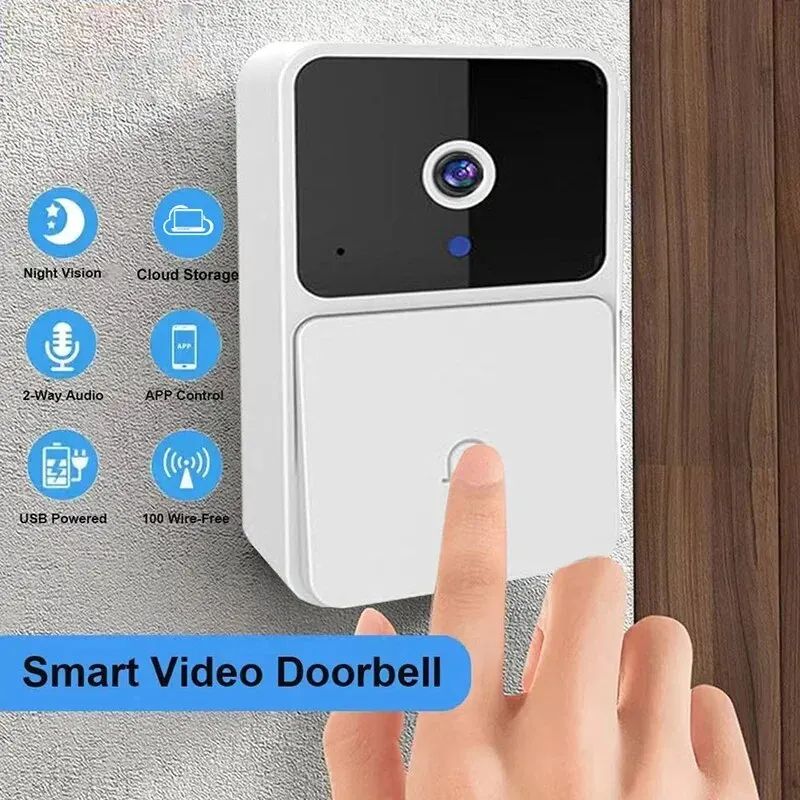 WIFI Video Doorbell Camera Wireless Night Vision Smart Home Security HD Door Bell Two Way Intercom Voice Change For Home Security Smart Wireless Remote Video Doorbell Camera Cloud Storage Live View