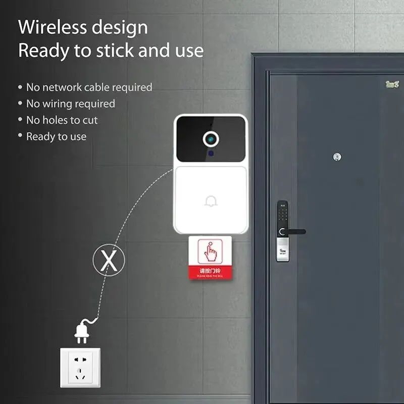 WIFI Video Doorbell Camera Wireless Night Vision Smart Home Security HD Door Bell Two Way Intercom Voice Change For Home Security Smart Wireless Remote Video Doorbell Camera Cloud Storage Live View
