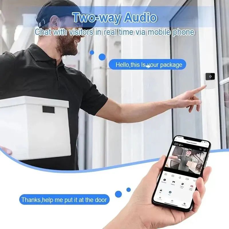 WIFI Video Doorbell Camera Wireless Night Vision Smart Home Security HD Door Bell Two Way Intercom Voice Change For Home Security Smart Wireless Remote Video Doorbell Camera Cloud Storage Live View