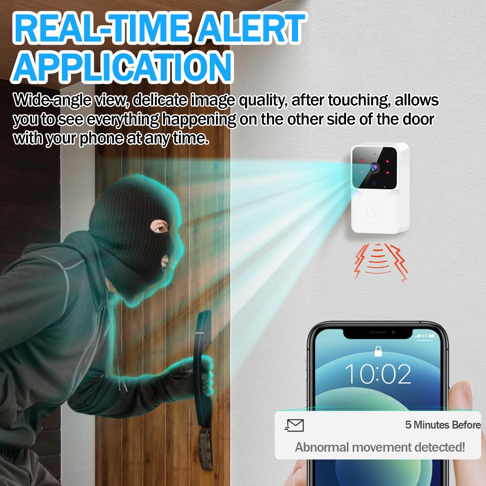 WIFI Video Doorbell Camera Wireless Night Vision Smart Home Security HD Door Bell Two Way Intercom Voice Change For Home Security Smart Wireless Remote Video Doorbell Camera Cloud Storage Live View