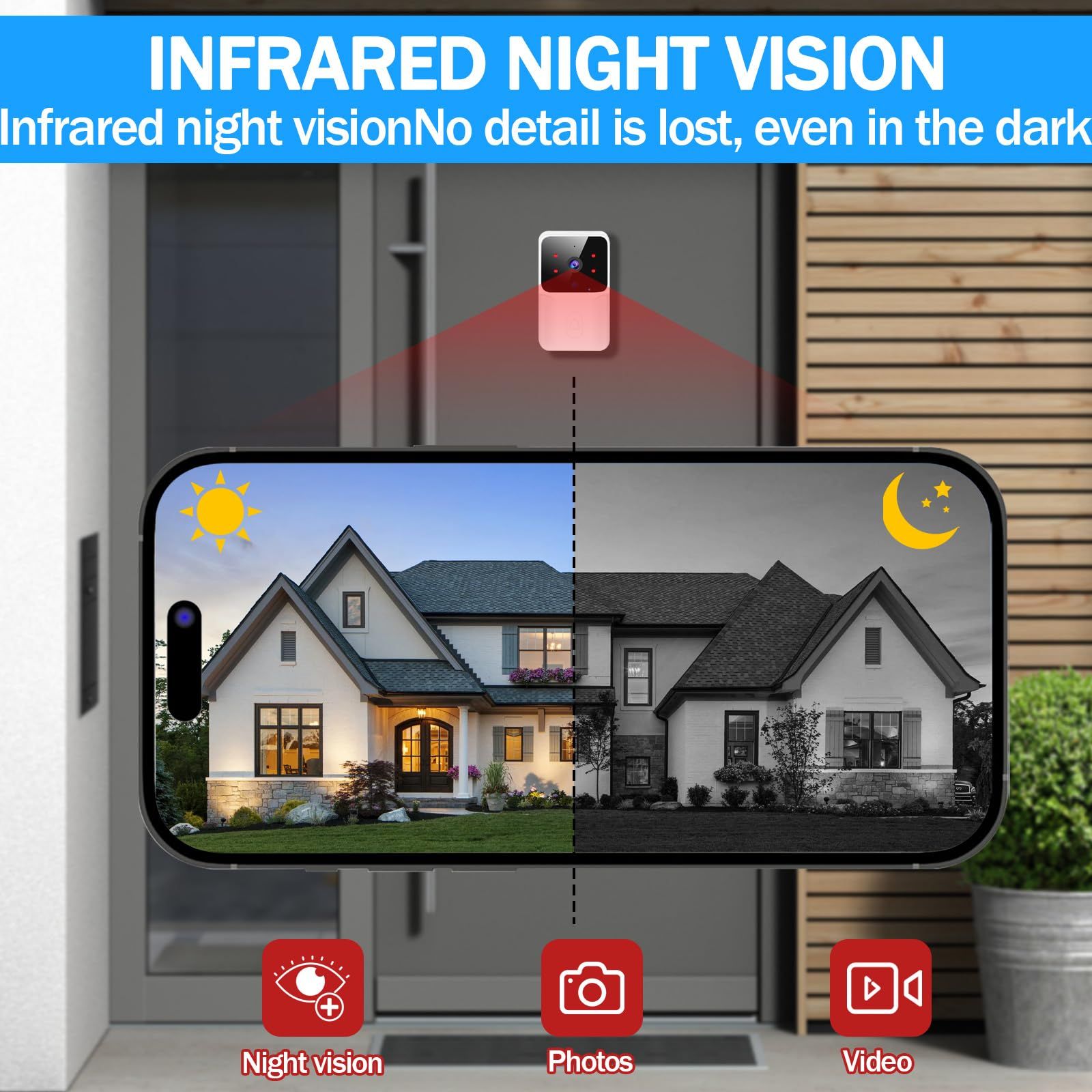 WIFI Video Doorbell Camera Wireless Night Vision Smart Home Security HD Door Bell Two Way Intercom Voice Change For Home Security Smart Wireless Remote Video Doorbell Camera Cloud Storage Live View