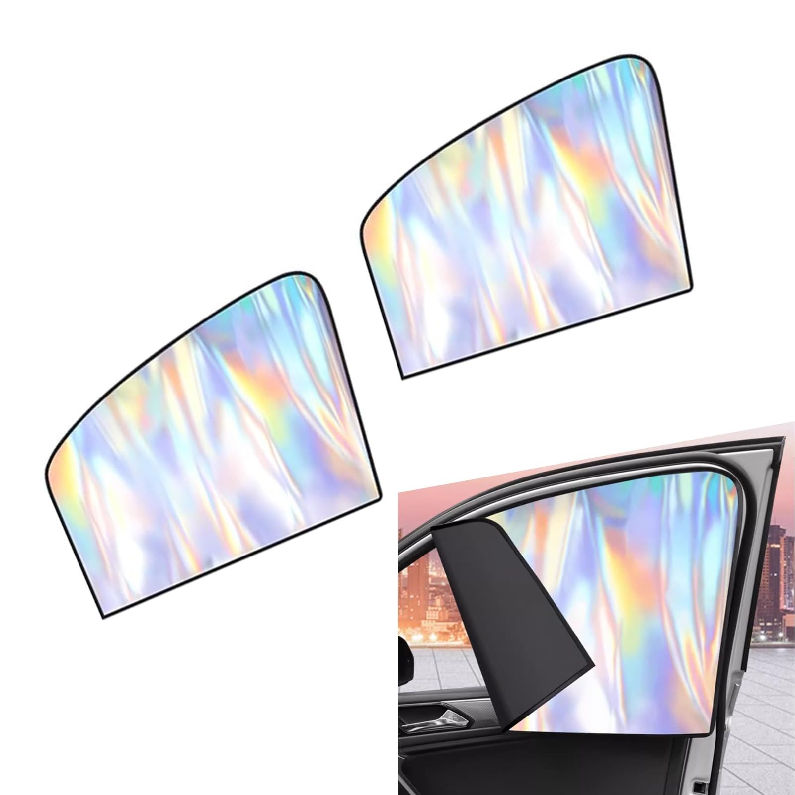 Car Side Window Shades, Blackout 99% Side Window Sun Shade Covers, Titanium Silver Sunscreen Layer M-agnetic Car Privacy Curtains, Universal SunShade for Car Keeps Interior Cool
