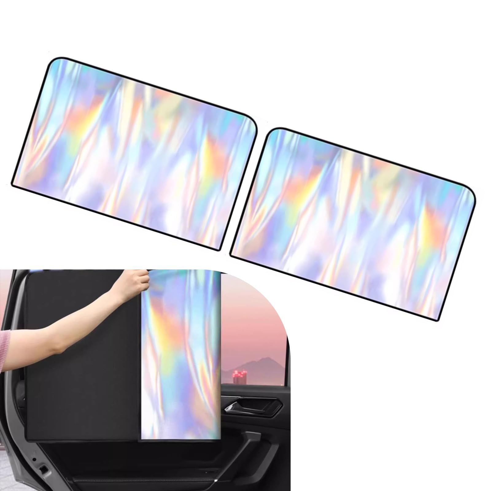 Car Side Window Shades, Blackout 99% Side Window Sun Shade Covers, Titanium Silver Sunscreen Layer M-agnetic Car Privacy Curtains, Universal SunShade for Car Keeps Interior Cool