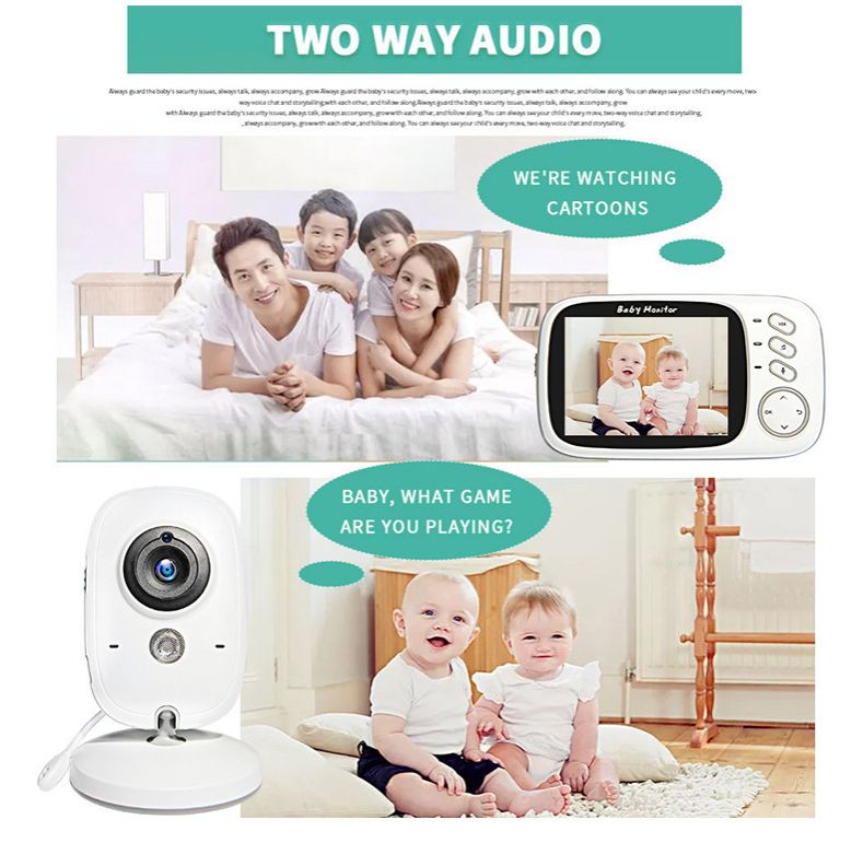 3.2 inch Display Video Baby Monitor No WiFi Baby Monitor with Camera and Audio Plug & Play HD Camera, Night Vision 2-Way Talk,8 Lullabies Portable Baby Monitor  Night Vision Temperature Monitoring