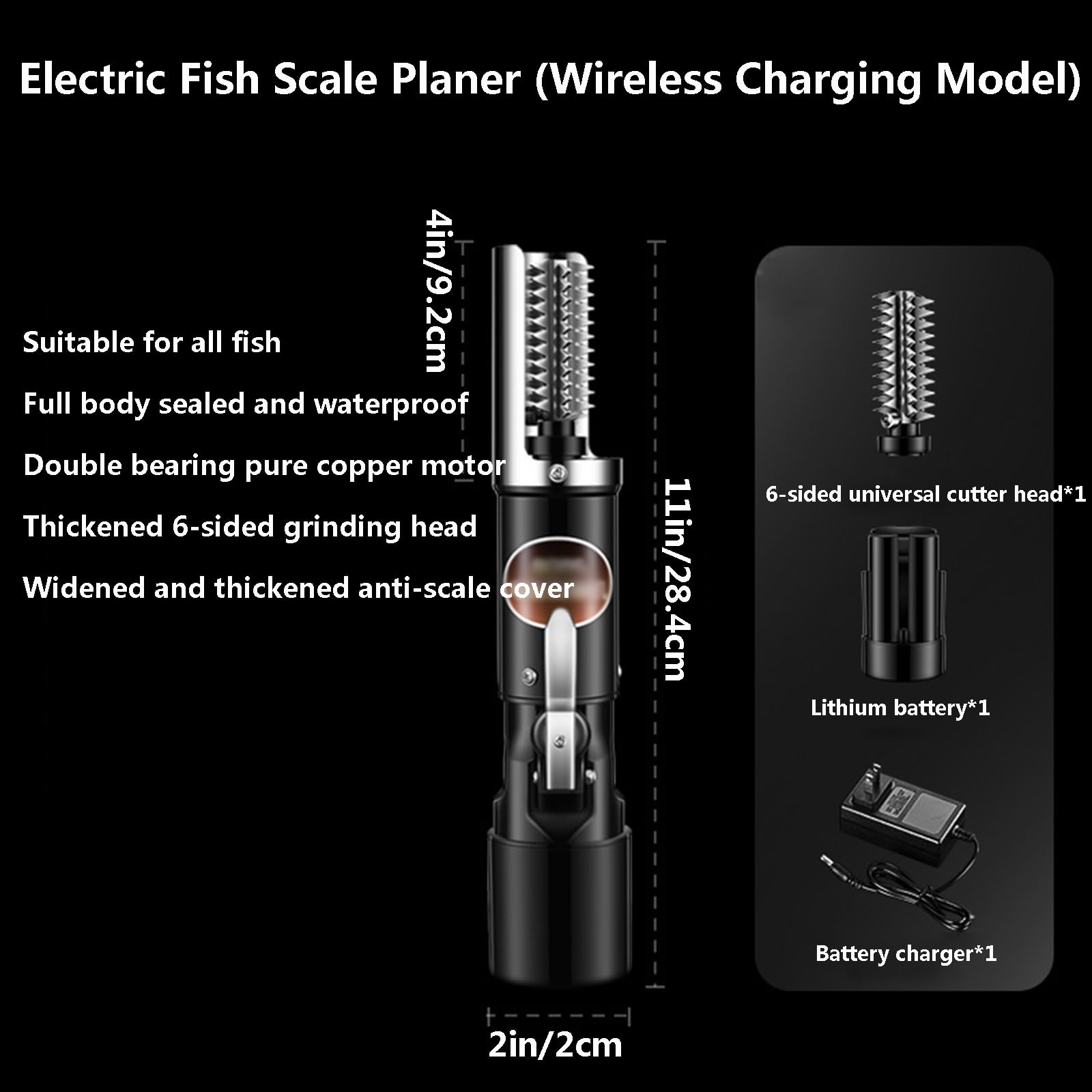 Wireles Electric Fish Scaler, Cordless Fish Scale Scraper Remover with Stainless Steel Protective Cover, USB Rechargeable Fish Descaler Tool, 360° Waterproof, Fish Scaler Remover for All Types of Fish