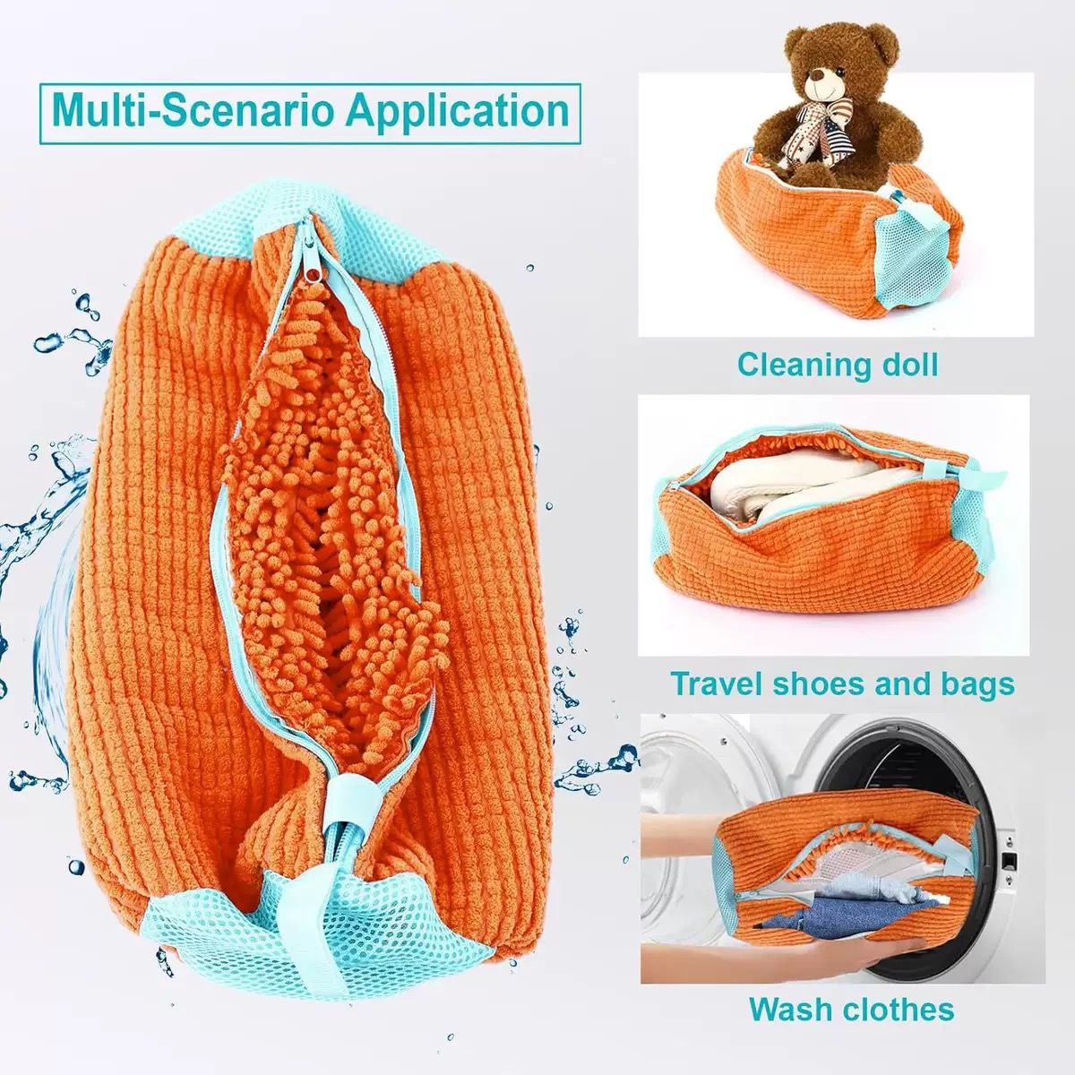 Multi-purpose Laundry Bag Washing Shoes Bag Anti-deformation Washing Machine Bag Zipper Closure Trainer Washing Machine Bag Shoe Cleaning Storage Bag Wash Clothes Clean Doll Travel Shoes and Bags