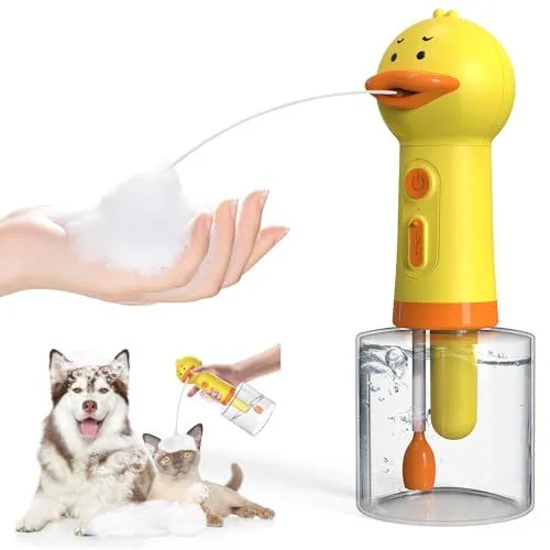 Electric Dog Cleaning Foam Machine Automatic Dog Soap Dispenser for Bath Rechargeable Pet Shampoo Mixing Bottle for Cleaning Waterproof Dog Bath Supplies for Dog Cat Puppy Children Kitchen Sink