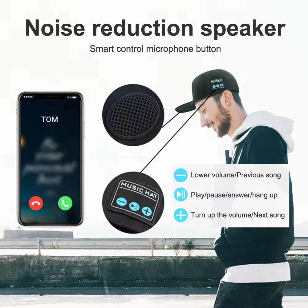 Multifunctional Wireless Bluetooth Speaker Hat With Portable Speakers Wireless Headphones Detachable Adjustable Music Baseball Cap Running Sports Speaker Hat with Mic Baseball for Outdoor Indoor Hike
