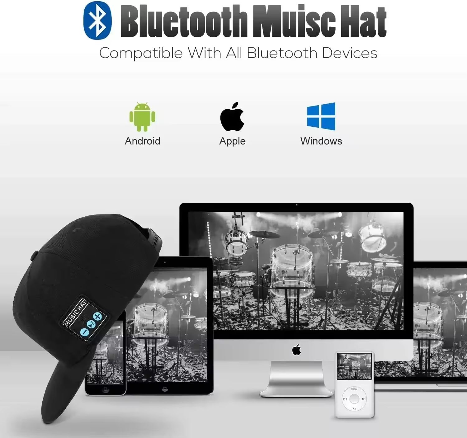 Multifunctional Wireless Bluetooth Speaker Hat With Portable Speakers Wireless Headphones Detachable Adjustable Music Baseball Cap Running Sports Speaker Hat with Mic Baseball for Outdoor Indoor Hike