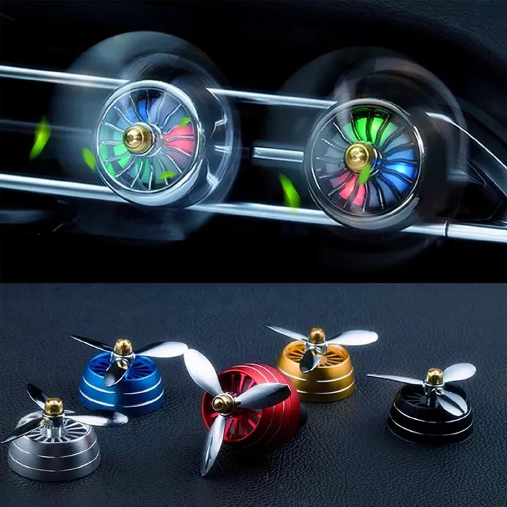 Car Air Freshener Vent Clip Propeller Shape Auto Air Conditioning Outlet Clip with LED Light Universal Perfume Diffuser Decoration with 2pcs cologne-style fragrance aroma tablet Car Accessories