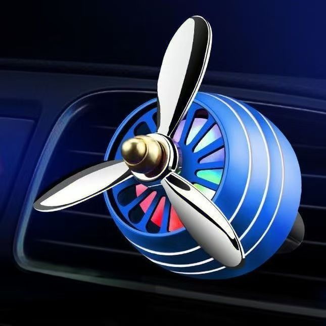 Car Air Freshener Vent Clip Propeller Shape Auto Air Conditioning Outlet Clip with LED Light Universal Perfume Diffuser Decoration with 2pcs cologne-style fragrance aroma tablet Car Accessories