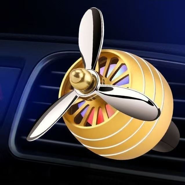 Car Air Freshener Vent Clip Propeller Shape Auto Air Conditioning Outlet Clip with LED Light Universal Perfume Diffuser Decoration with 2pcs cologne-style fragrance aroma tablet Car Accessories