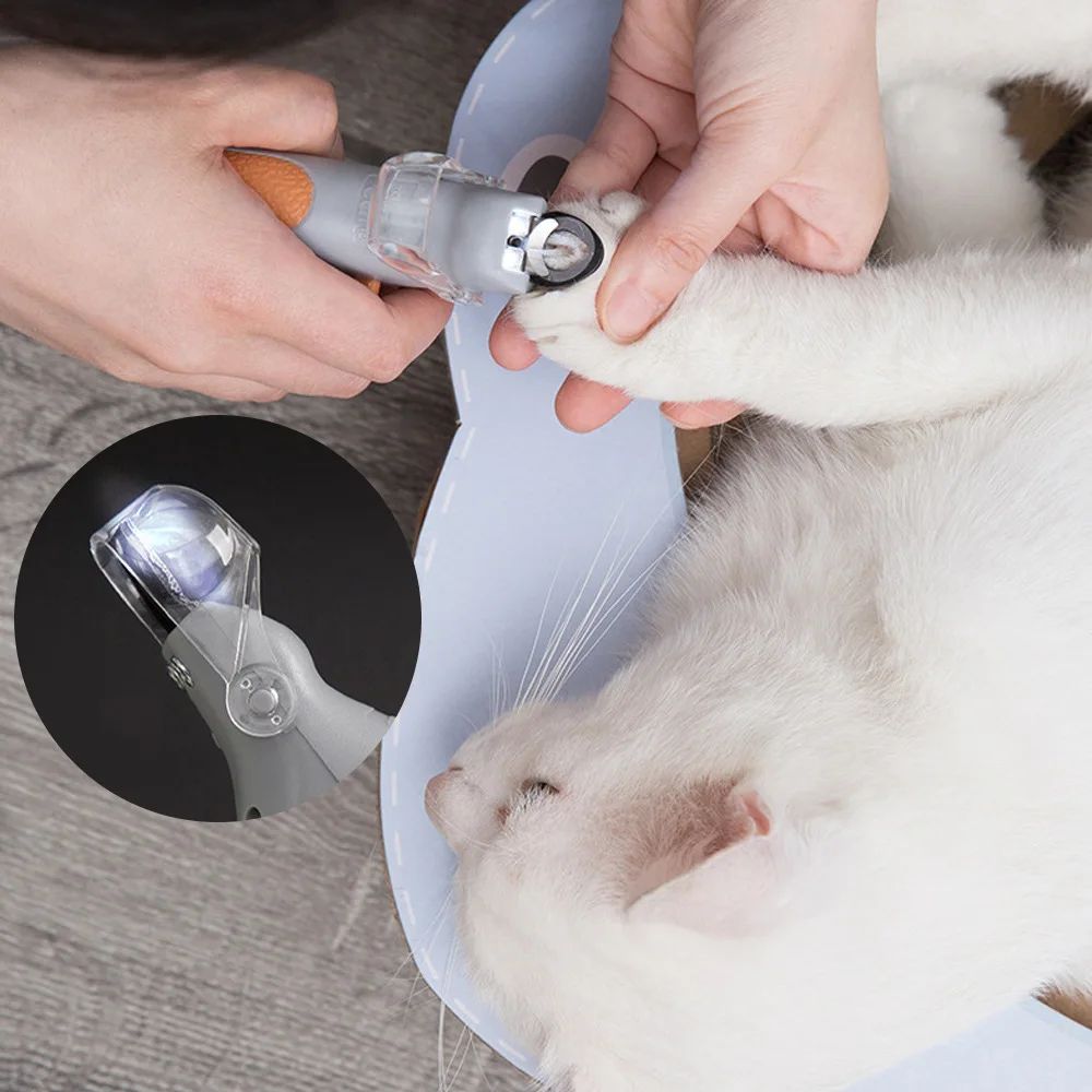 Multifunction Pet Nail Clipper with LED Light Dog Cat Special Nail Clipper Nail Trimmer Pet Cleaning Grooming Supplies Nail Clipper with LED Light for Cats Puppy Professional Illuminated Pet Care